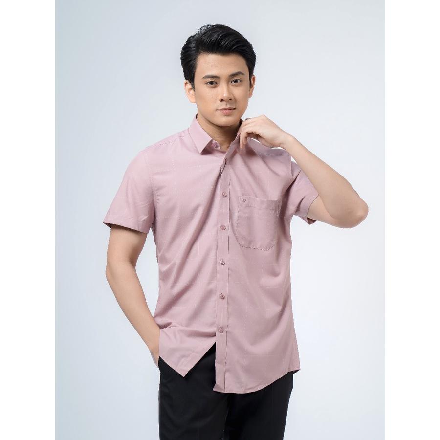 OWEN - Áo sơ mi ngắn tay Owen Regular fit chất sợi sen màu hồng ruốc 220089