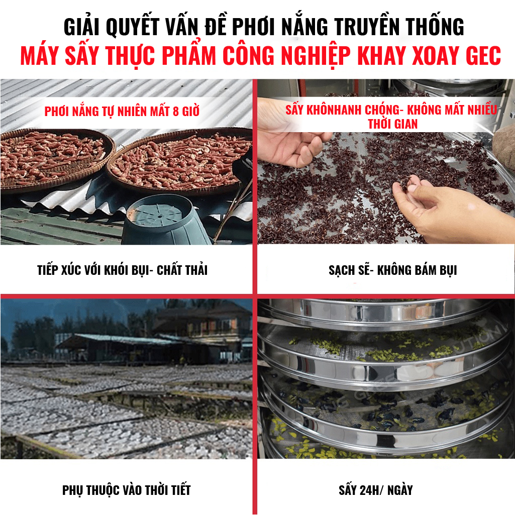 Máy Sấy Công Nghiệp Khay Xoay Tròn Loại 10 Khay Gec10. Hàng Chính Hãng Sge Thailand. Máy Dùng Sấy Thực Phẩm Số Lượng Lớn, Phù Hợp Hộ Kinh Doanh, Nhà Hàng, Sản Xuất Công Nghiệp