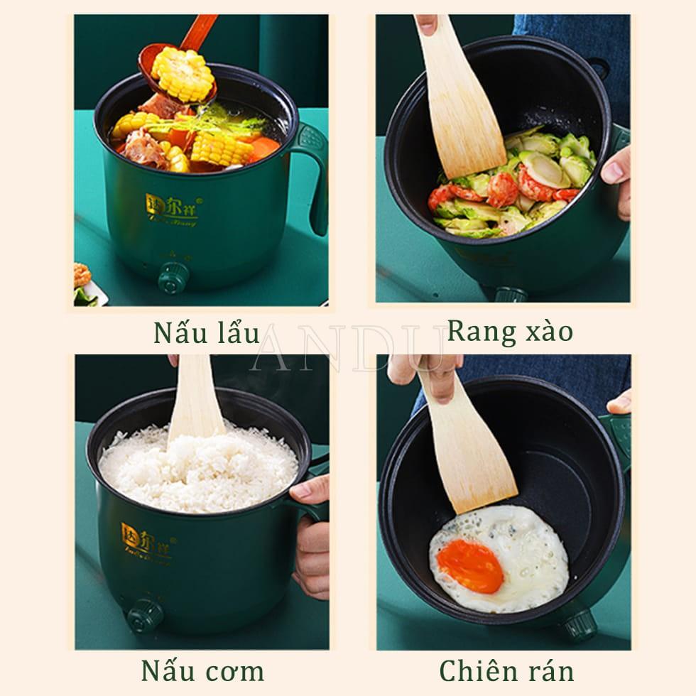 Ca Nấu Mì, Nồi Lẩu Mini Cầm Tay, Nấu Cơm Đa Năng Có Tay Cầm 1,8L - 2 Nấc Nhiệt Kèm Giá Hấp Tiện Lợi