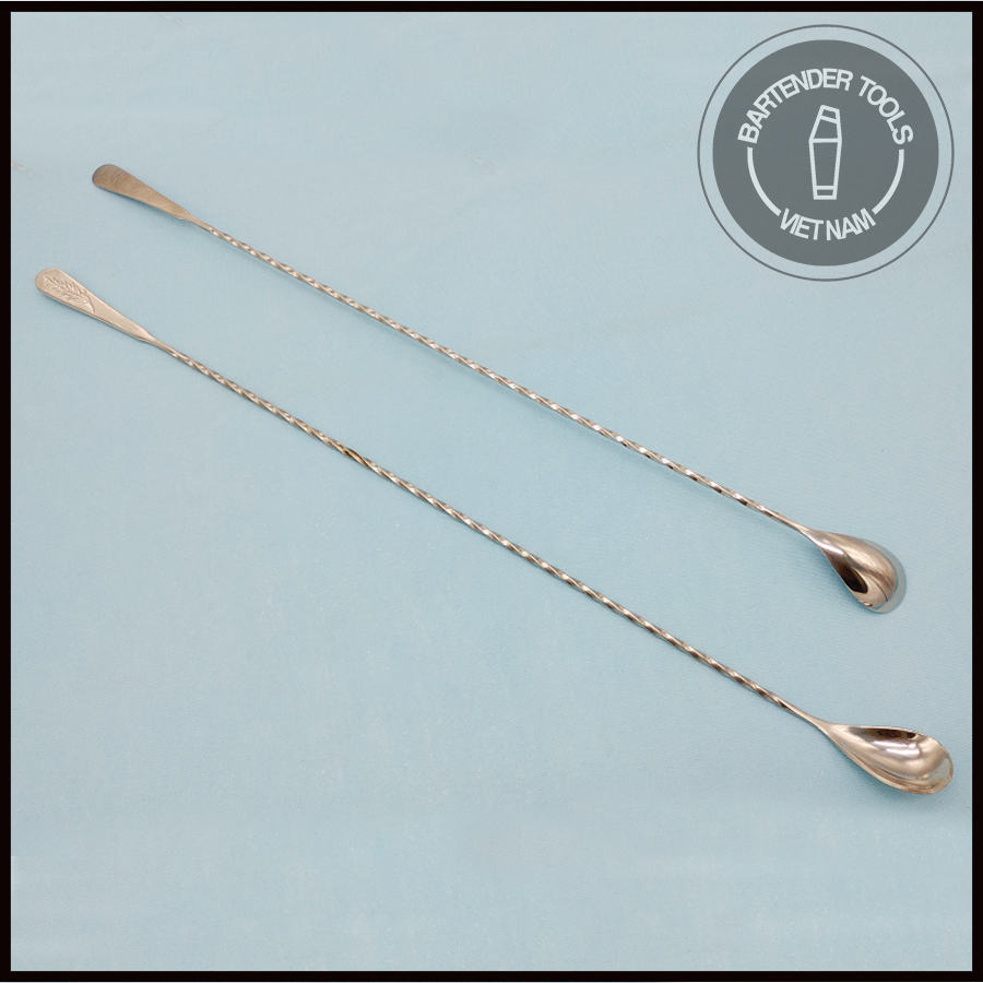 Thìa pha chế cocktail inox đầu dẹt - Bar spoon - Dụng cụ bartender