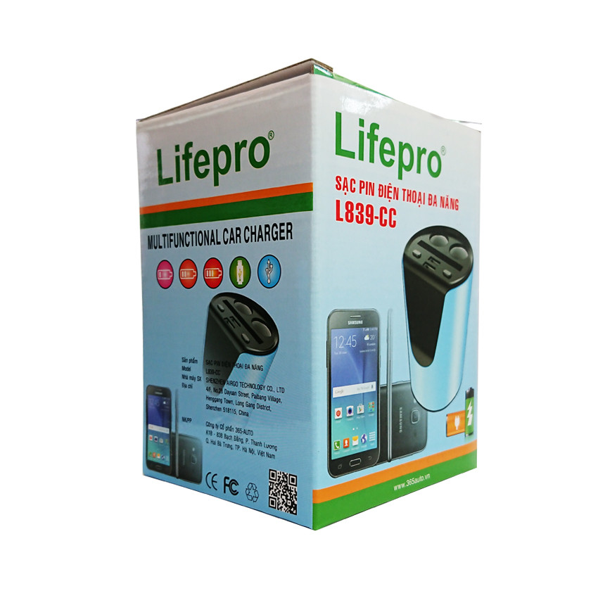 Sạc Điện Thoại &amp; Ổ Chia Điện Đa Năng trên ô tô Lifepro L839-CC hàng chính hãng