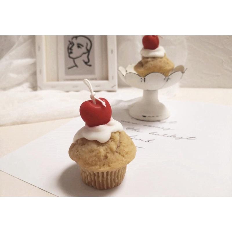 Nến Thơm Bánh Muffin Cherry Phủ Kem Không Khói, Phụ Kiện Decor - Dory Lab