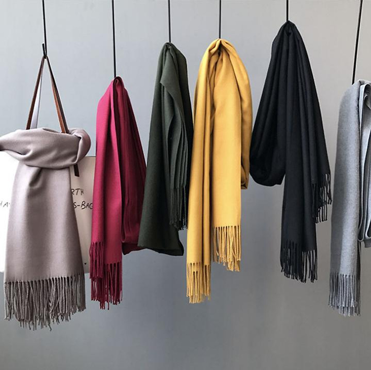 Khăn Choàng Cổ Nam Nữ Unisex Chất Len Cashmere Cao Cấp Mềm Mịn, Khăn Len Quàng Cổ 70x200cm