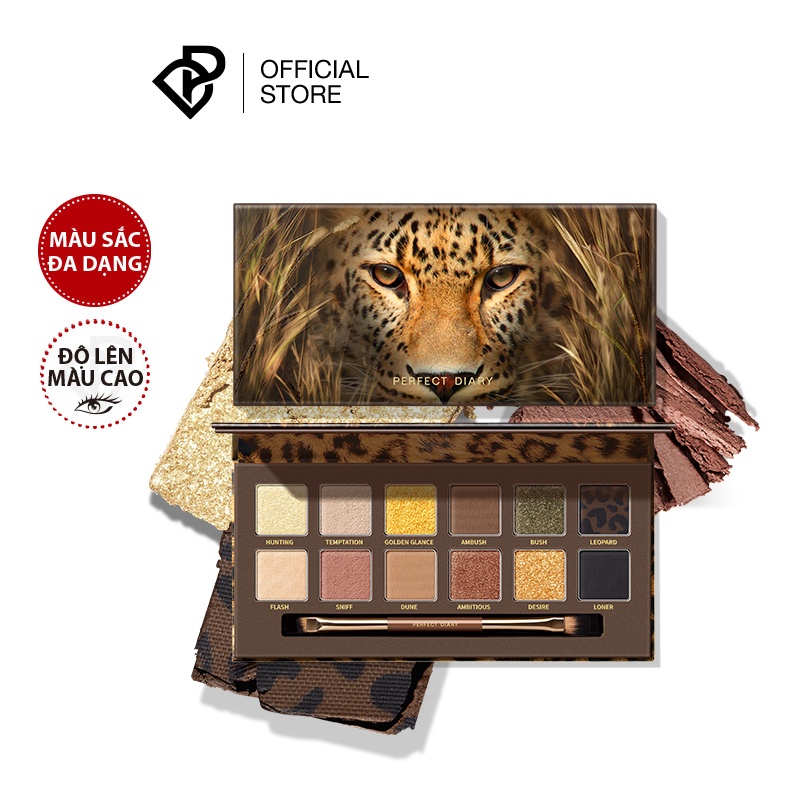 Bảng Phấn Mắt Perfect Diary Bảng Màu Báo Hoang Leopard 14g Kèm Cọ
