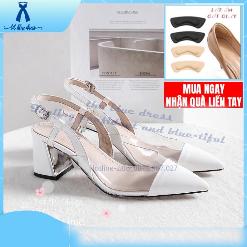 QUẢNG CHÂU Giày cao gót Slingback phối mica gót ánh bạc tốt giá rẻ đẹp s