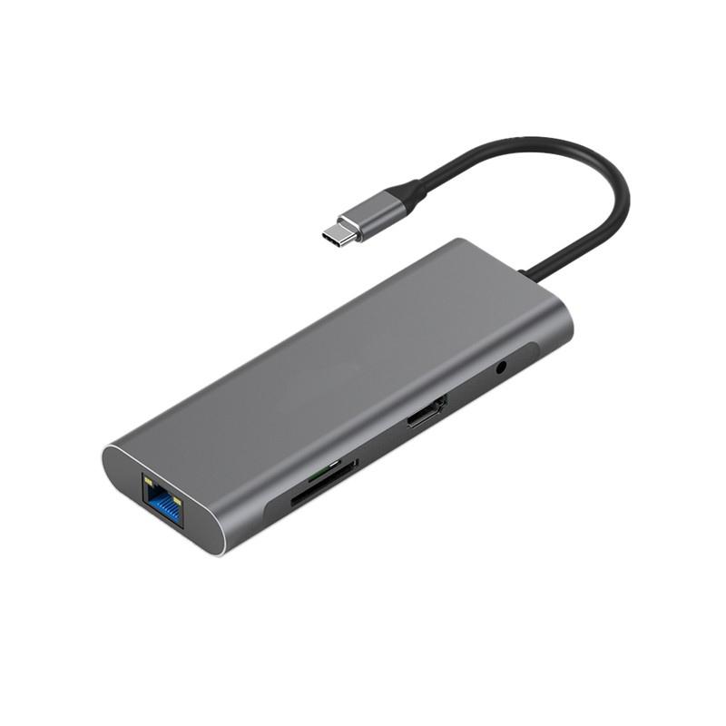 Hub USB 9 trong 1 Loại C Laptop Đế cắm USB 3.0 Sang HDMI 4K,2 USB 3.0 Ports,SD/TF Card Reader,100W PD cho MacBook Huawei Xiaomi DELL -Hàng Nhập Khẩu