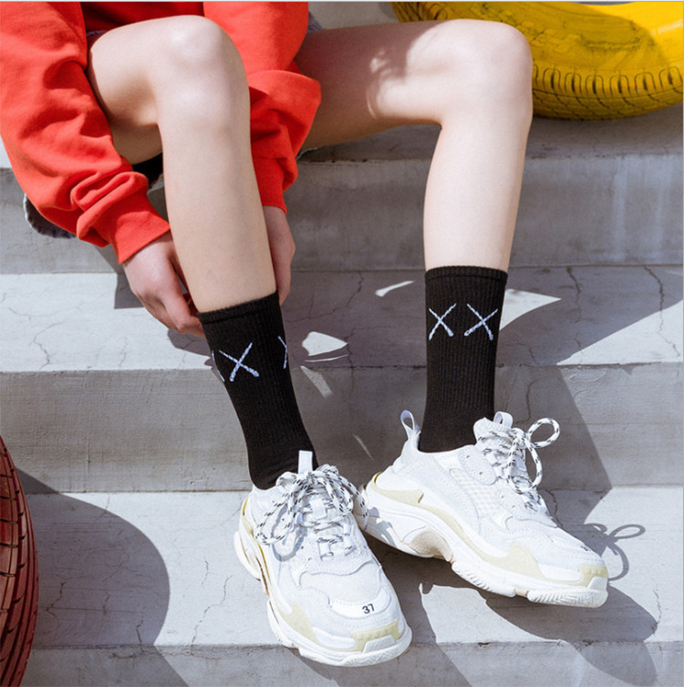 Set 5 Đôi Tất Cao Cổ Unisex Bèo Nhún Gân Tăm Style Thanh Lịch