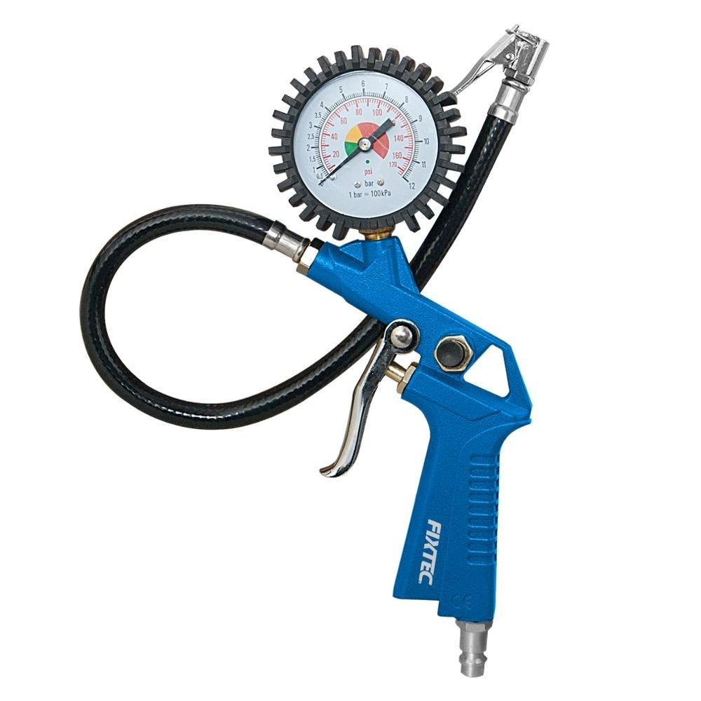 Máy bơm lốp ô tô xe máy cao cấp FIXTEC FATG0001 có đồng hồ đo áp suất, dùng cho máy nén khí