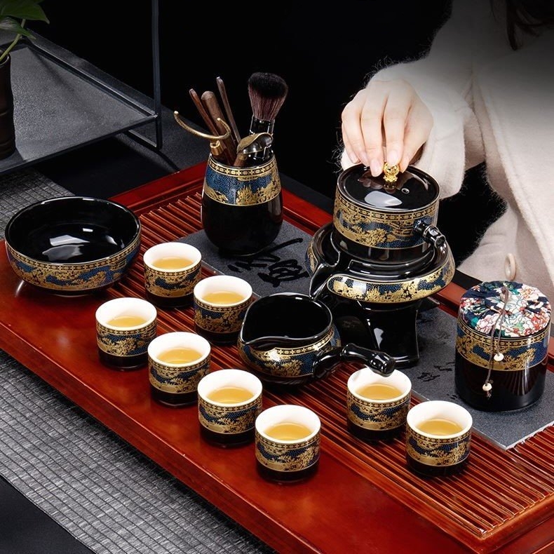 Bộ ấm chén pha trà cối xay Cảnh Trấn Thanh Di 14&15 món