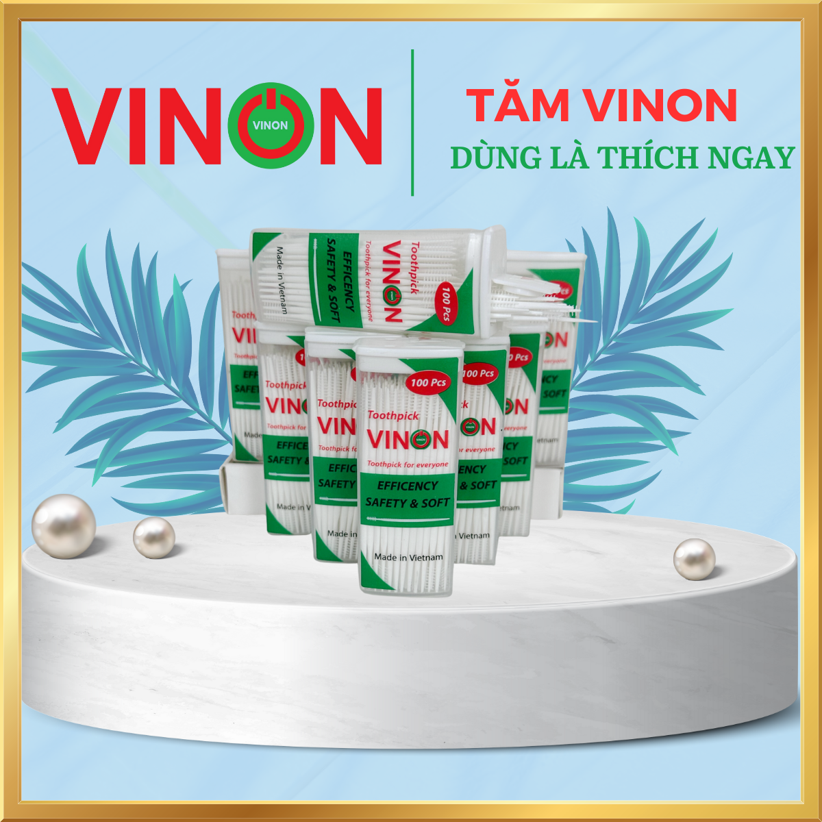 Tăm Vinon - Lựa Chọn Hoàn Hảo Cho Răng Miệng (Lốc 10 hộp loại 100 tăm) (1000 tăm)