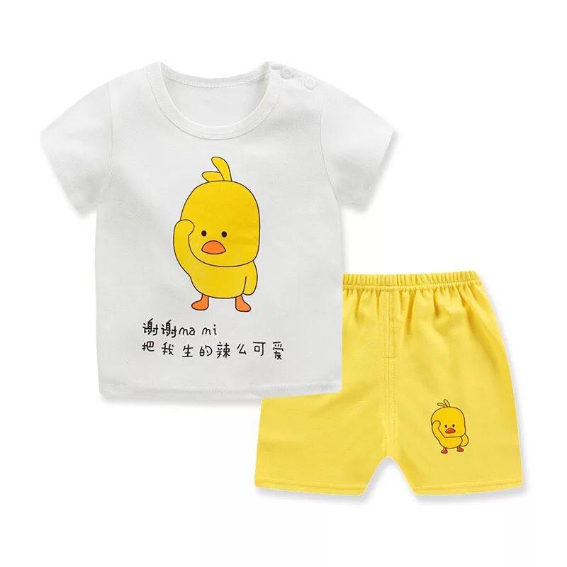 Bộ cotton cộc tay hàng Quảng Châu cho bé trai bé gái