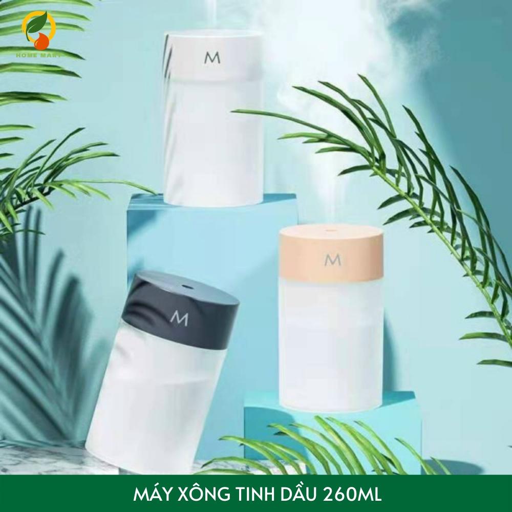 Đèn xông tinh dầu, máy xông tinh dầu, phun sương tạo ẩm mini hình trụ dung tích 260ml cung cấp ẩm cho da thơm phòng