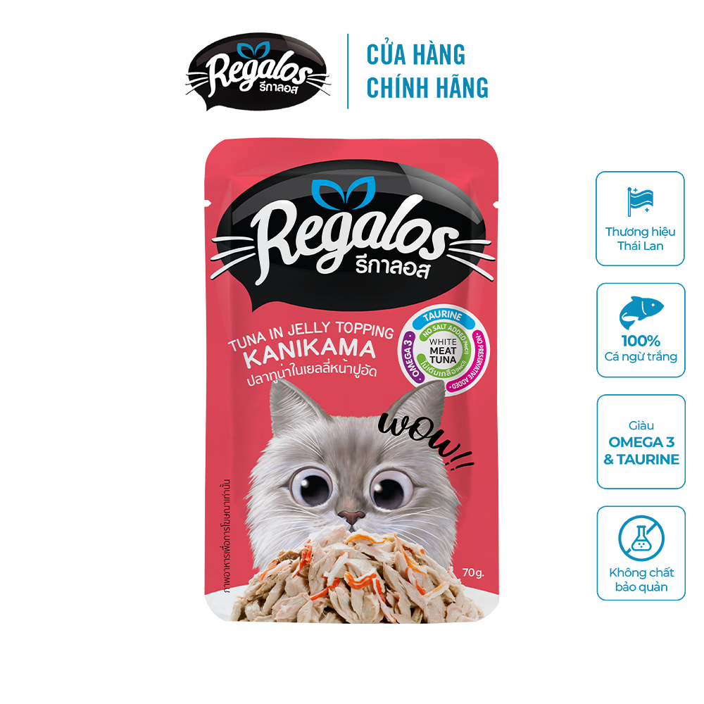 Combo mix 5 gói thức ăn ướt cho mèo Regalos Thái Lan