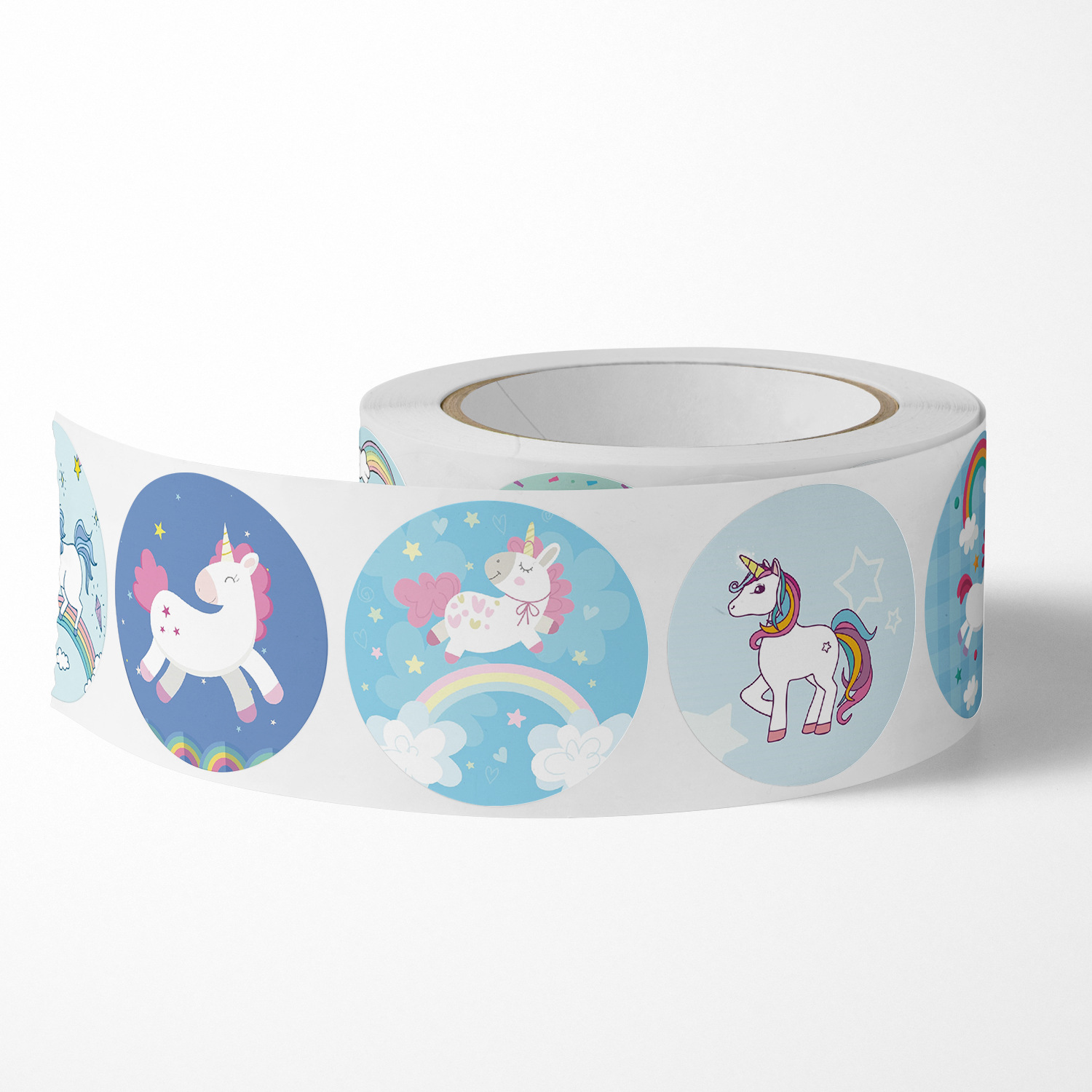 Cuộn 500 tem sticker unicorn trang trí 1inch