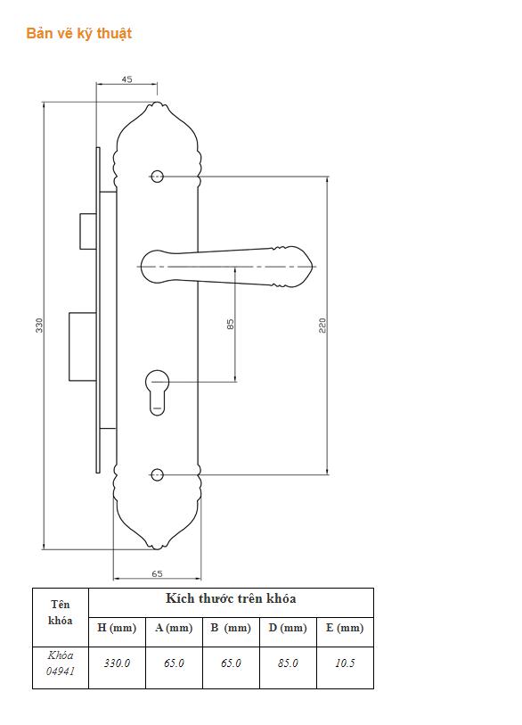 Ổ khoá cửa tay gạt Việt Tiệp 04941 làm từ hợp kim màu vàng dùng cho cửa chính cửa gỗ