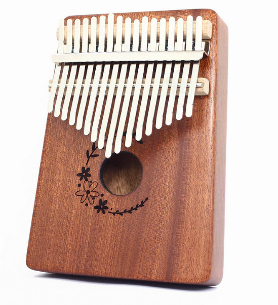 Đàn Kalimba 17 Phím gỗ mahogany M-17 Hoa đào ( Tặng Túi nhung bảo vệ, Búa chỉnh âm, Sticker dán note, Khăn lau, stick màu)