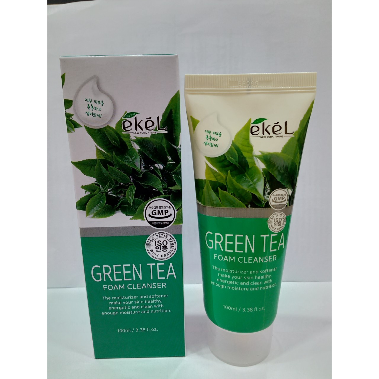 Sữa rửa mặt Trà Xanh - Ekel Foam Cleanser Green Tea 100ml (Tặng 2 mặt nạ Jant Blanc)