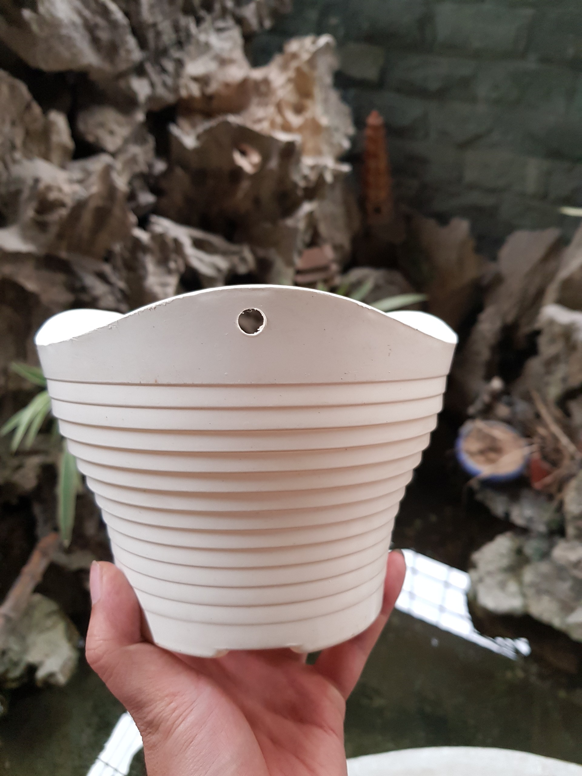 5 Chậu Sóng Trồng Hoa Bằng Nhựa Có Móc Treo Đường Kính Miệng 18cm