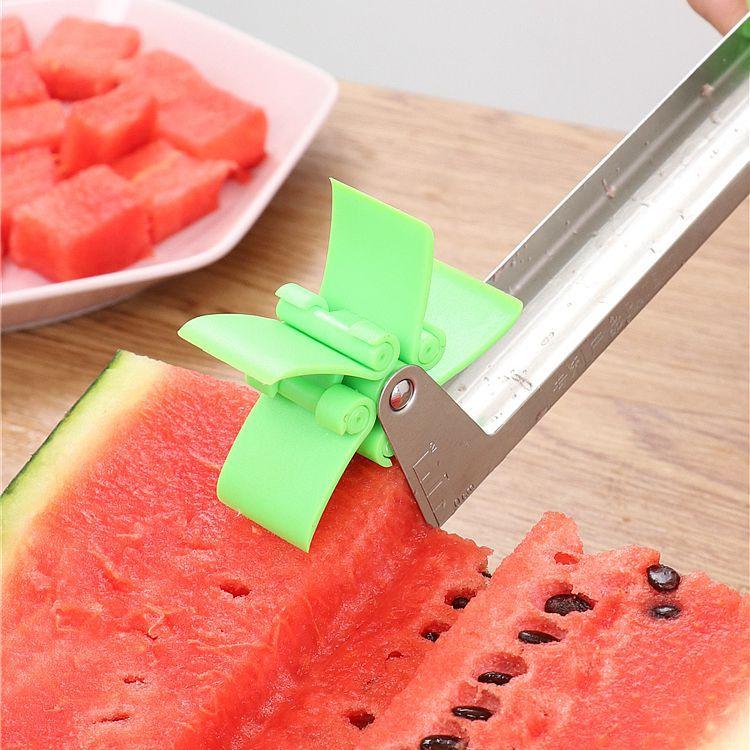 Originality Fruit Watermelon Slicer Cutter Tongs Corer Melon Stainless Steel Tool Watermelon Cut Watermelon Cubes Kitchen Tool