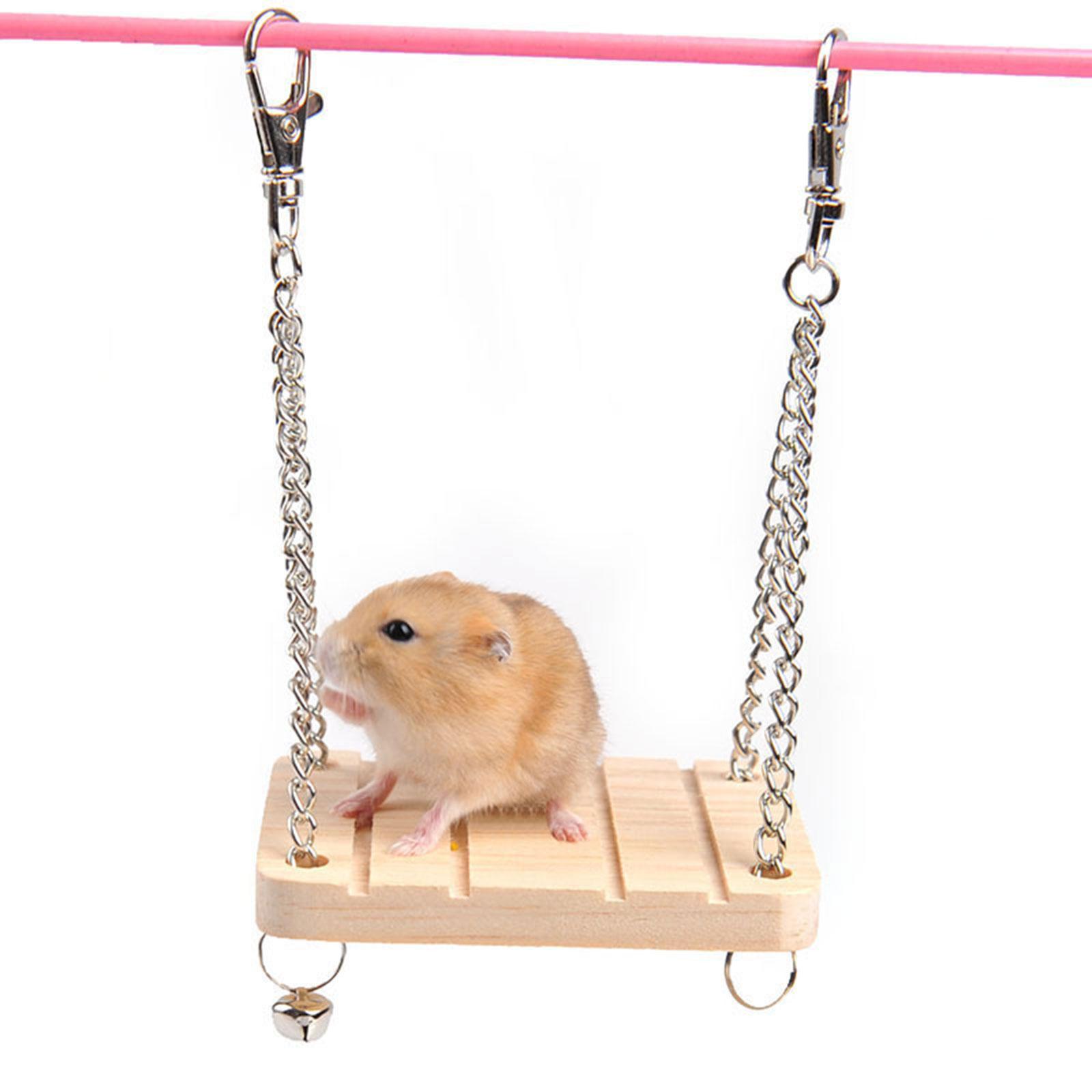 Hamster Hanging Swing Bed Wooden Accessories Exercises Play Toy for Gerbil Rats