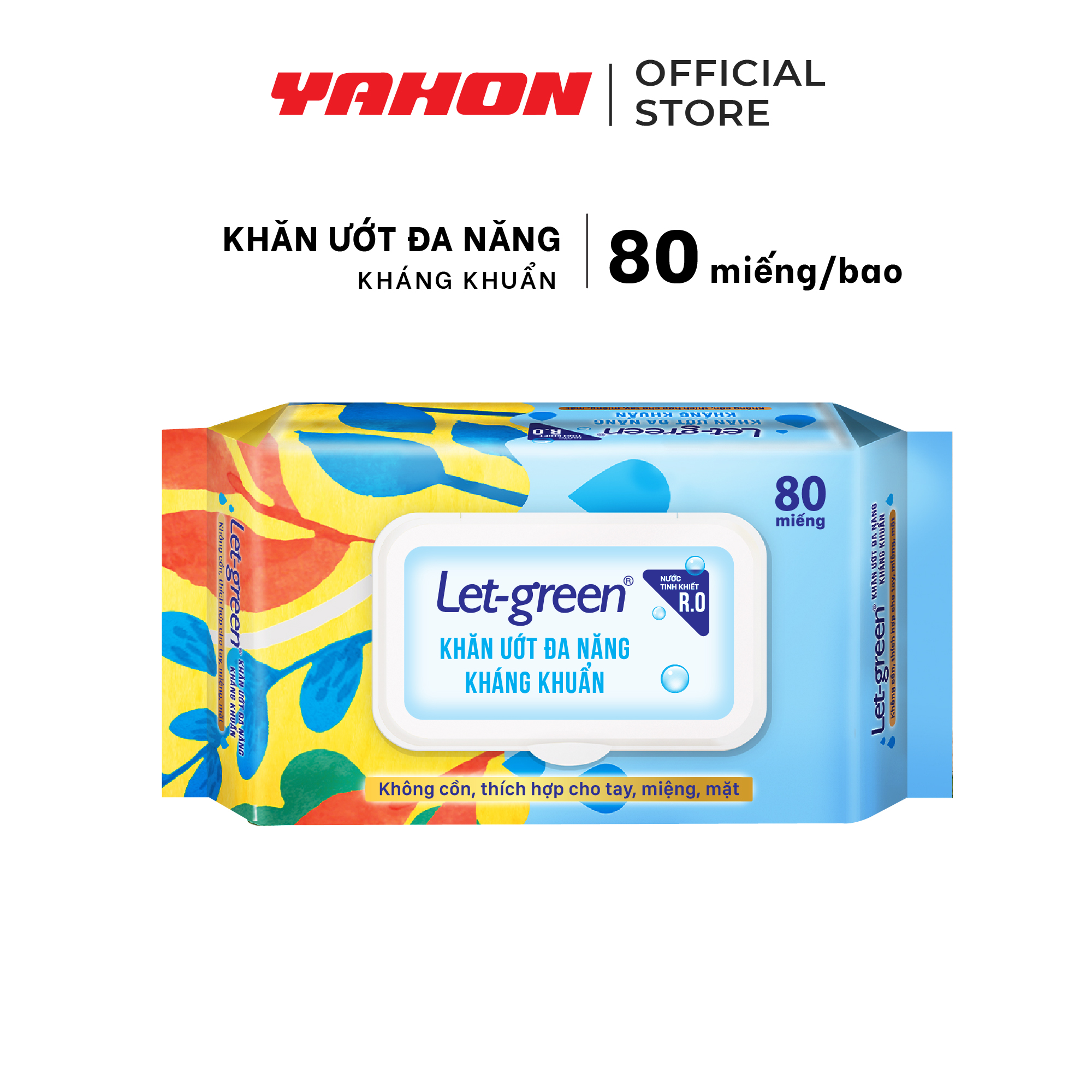 Combo 12 Bao Khăn Ướt Đa Năng Kháng Khuẩn LET-GREEN, 80 Miếng/Bao