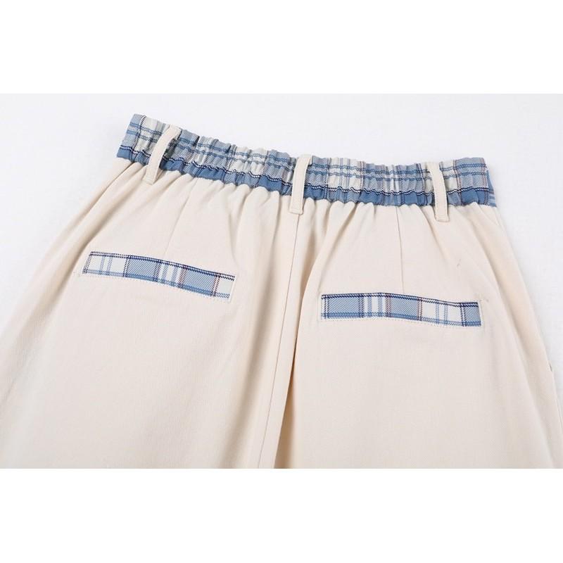 Quần Baggy Kaki Ống Suông Ulzzang Unisex - Thêu Bông Hoa