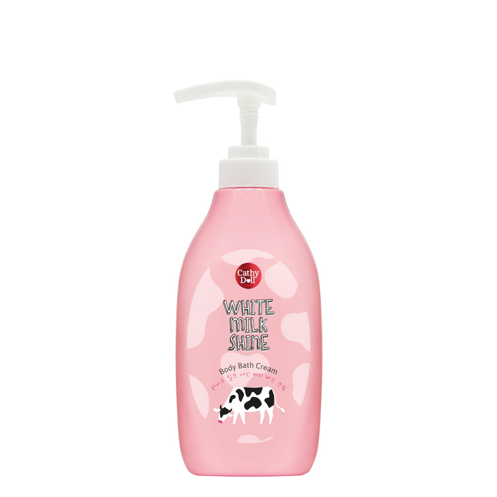 Bộ Sản Phẩm Kem Tắm Sữa Bò Cathy Doll White Milk Shine Body Bath Cream 450ml