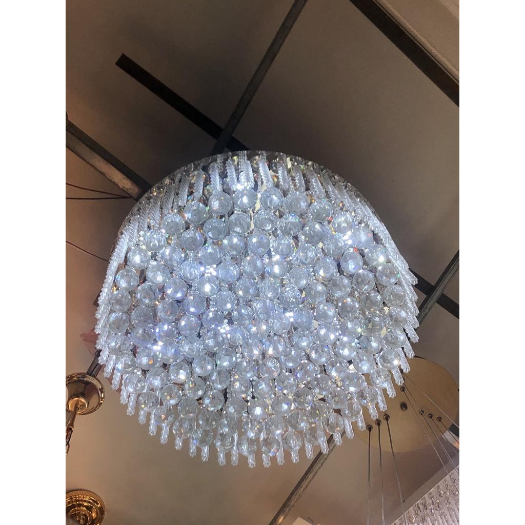 Đèn mâm pha lê tròn vuông, pha lê kim cương