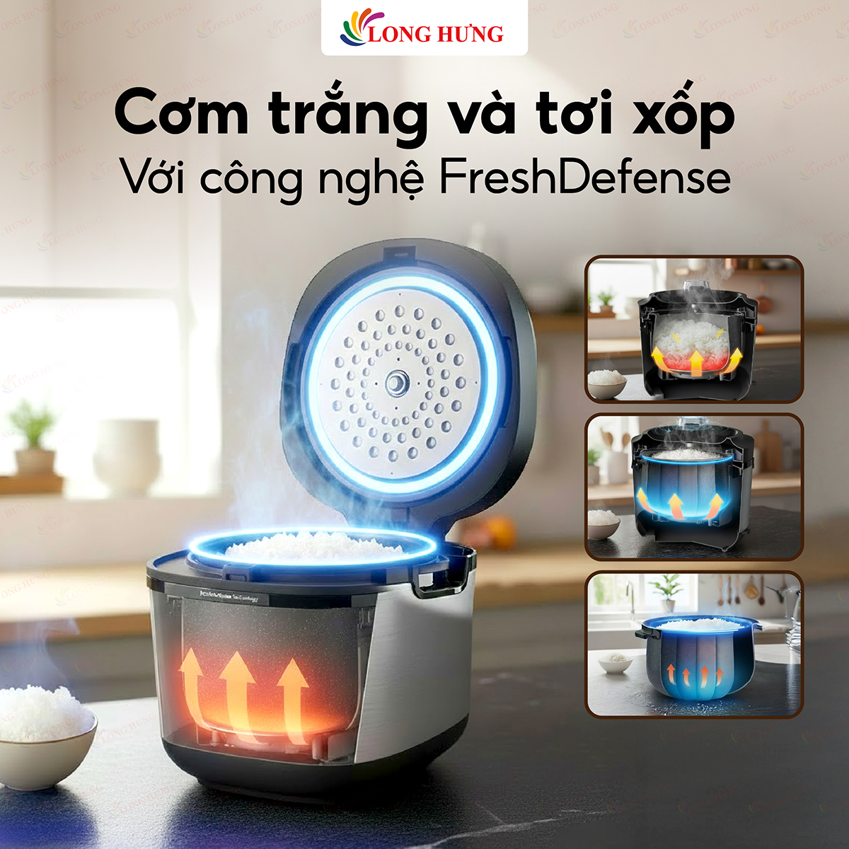 Nồi cơm điện nắp gài Philips 1.8 lít HD3213/31 - Hàng chính hãng