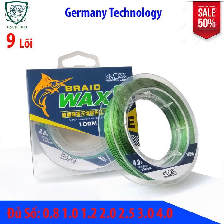 Dây dù câu cá PE BRAID WAX 9 lõi 100m xanh rêu Siêu bền, mềm mượt... DC-12