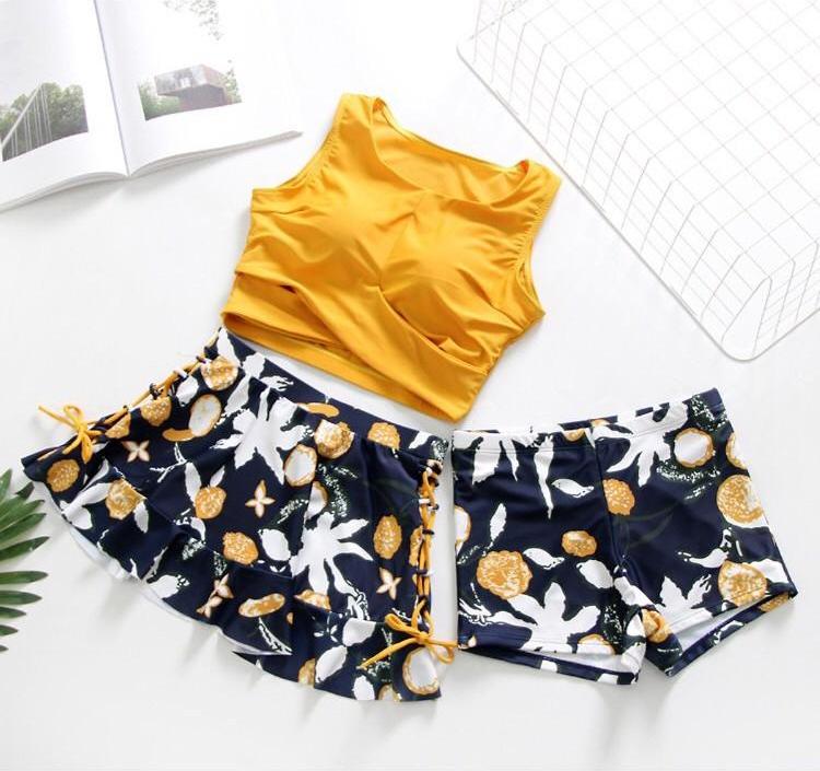 Bộ đồ bơi 3 mảnh màu vàng dáng Hàn Quốc 2019