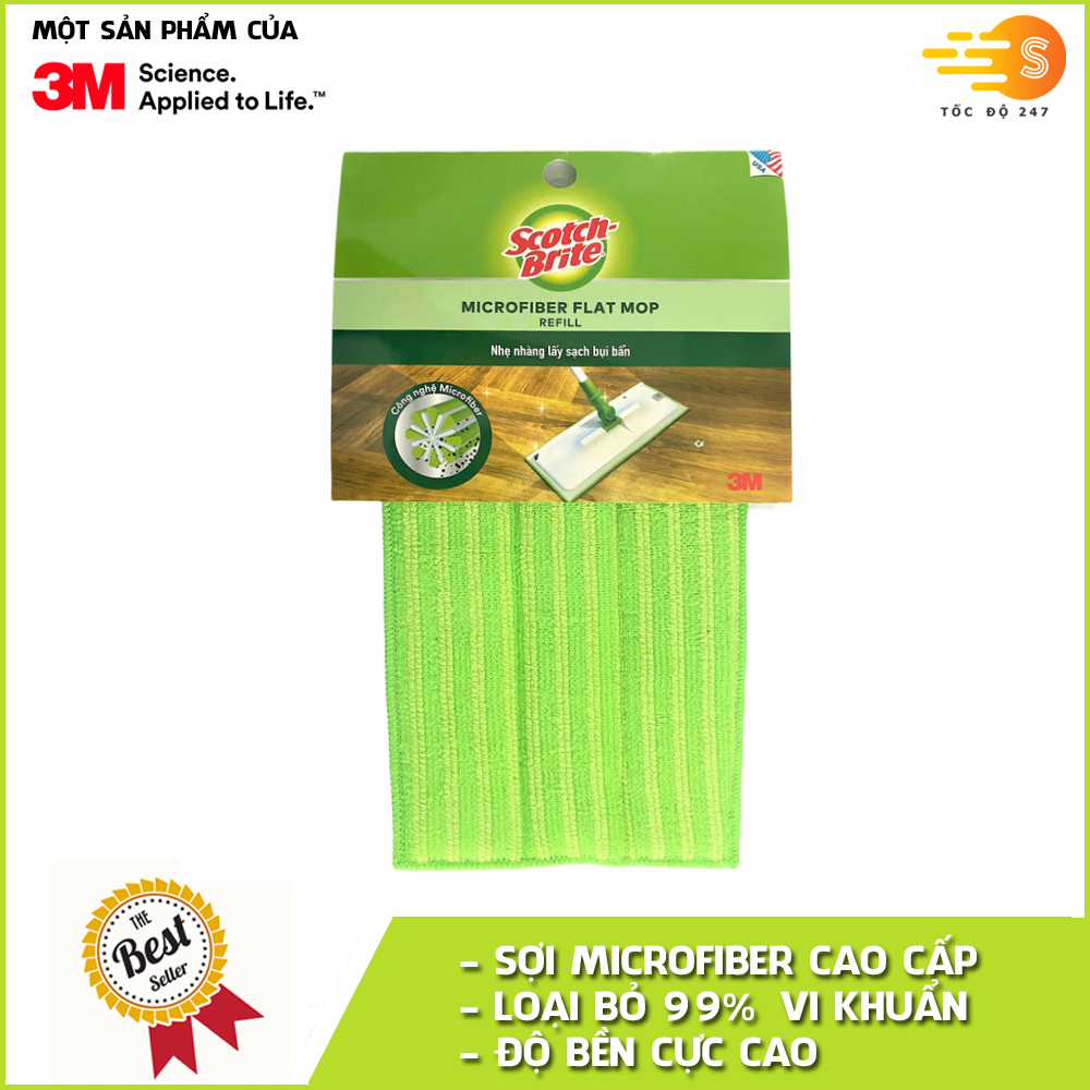 Khăn lau nhà Microfiber cho cây lau nhà đa năng loại lớn 37x14cm Scotch-Brite 3M KL-TT-37x14