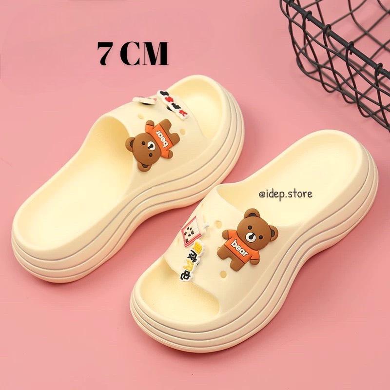 Dép bánh mì nữ quai ngang cao 7cm siêu nhẹ (tặng 6 ticker) chất EVA siêu nhẹ iDÉP - DL253