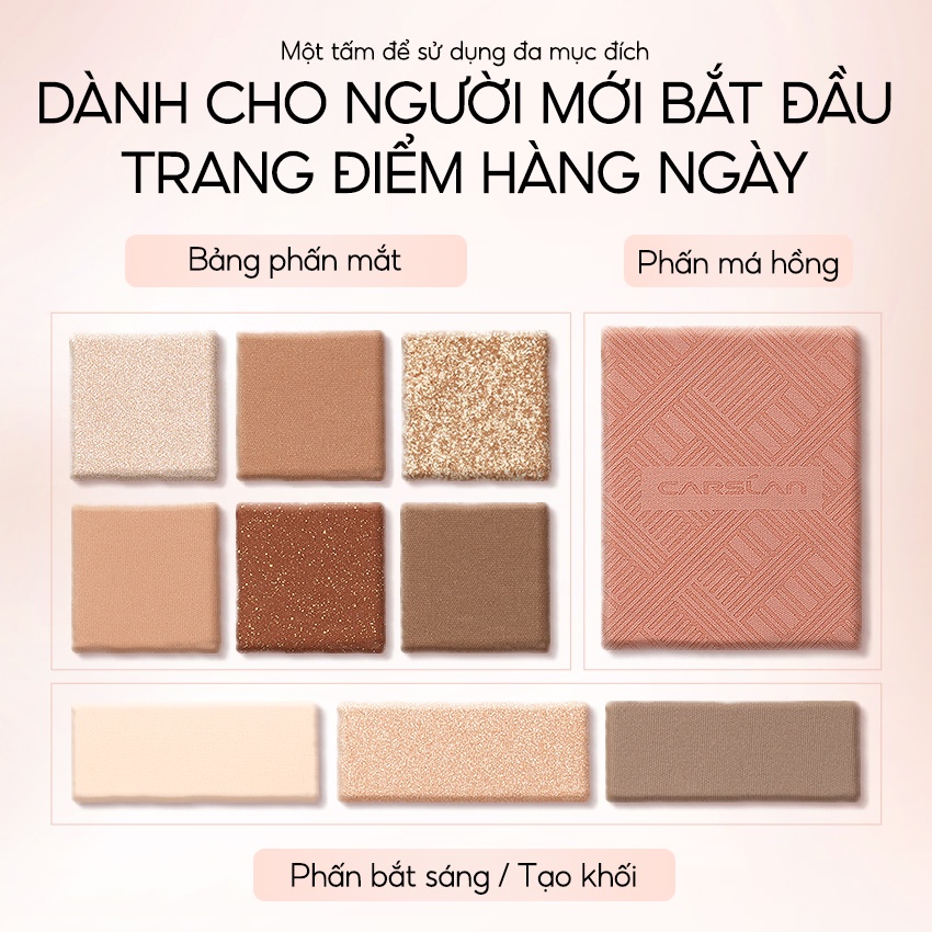 Bảng phấn mắt Carslan 10 màu Phấn má hồng Phấn bắt sáng Tạo khối 18g