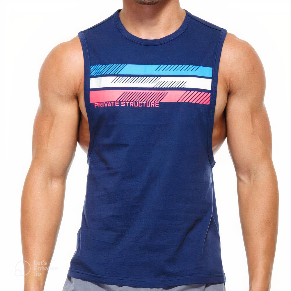 Áo Thun Tank Ba Lỗ Private Structure Màu Xanh Size L Xã Hàng Sale 50%