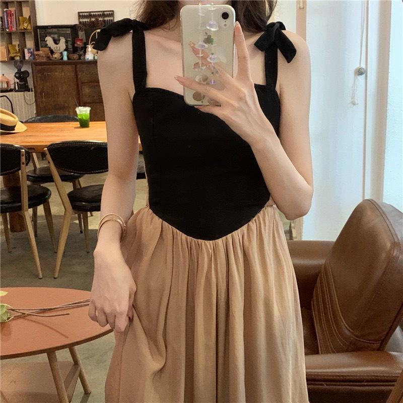 Đầm váy dáng dài midi 2 dây Có cúp ngực cut Viền TRÁI TIM siêu hot - Thời Trang VADA
