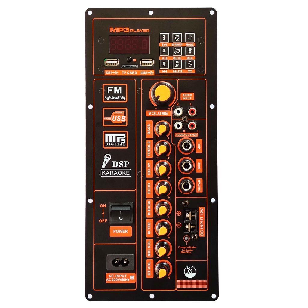 Bảng Mạch Khuếch Đại Âm Thanh Kỹ Thuật Số 12/220V 120W Cho Loa 8-12 Inch Kèm Micro