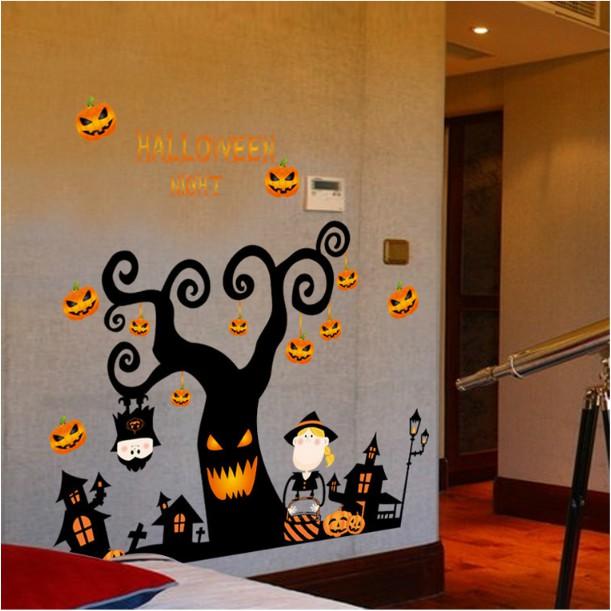 Decal trang trí tường - Cây Ma Kinh Dị Halloween