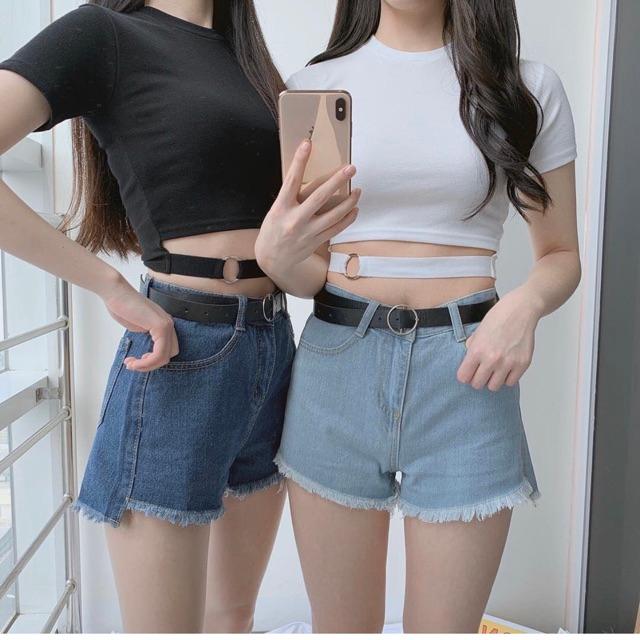 Áo Croptop Khoen Tròn Tay Ngắn