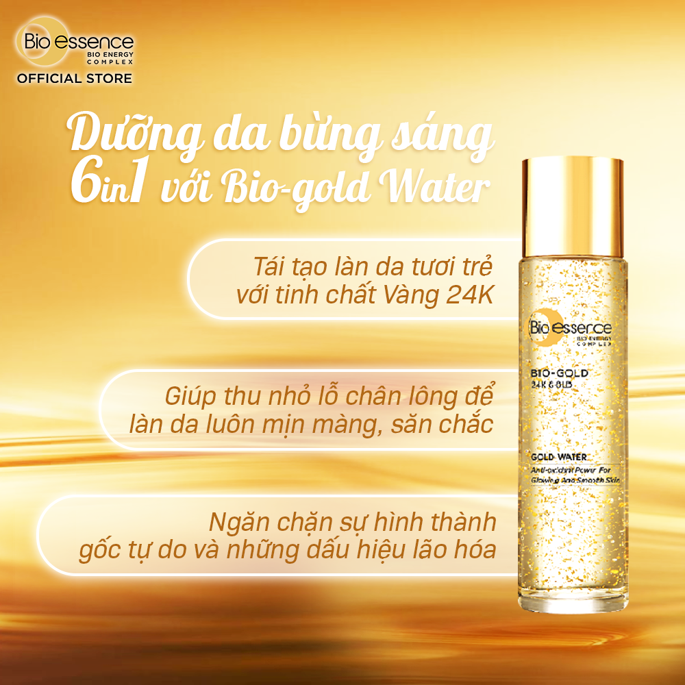 Combo ngăn ngừa lão hóa Bio-Gold chiết xuất vàng 24K (Nước dưỡng 150ml + Kem dưỡng ngày 40gr + Kem dưỡng đêm 40gr)