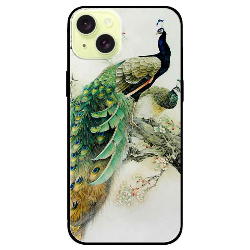Ốp lưng dành cho Iphone 15 - Iphone 15 Plus - Iphone 15 Pro - Iphone 15 Pro Max - Chim Công Hoa Trắng - Hàng Chính Hãng