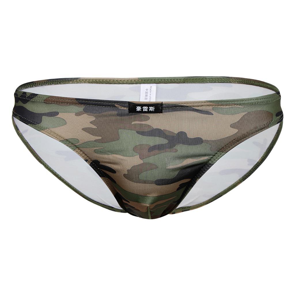 Men's Comfy Breathable Low Rise Elastic Camouflage Briefs Underwear Shorts