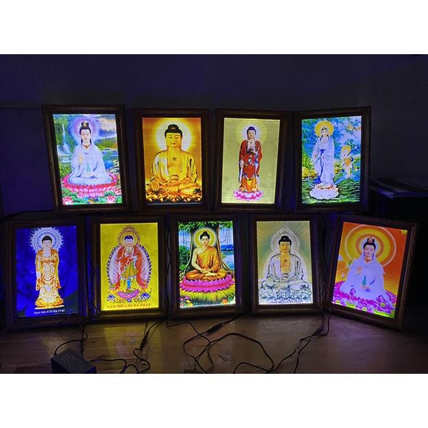Tranh đèn led hiện đại trang trí phòng thờ, tranh led 3D siêu mỏng nhiều mẫu hình phật quan âm, phật adida cao cấp