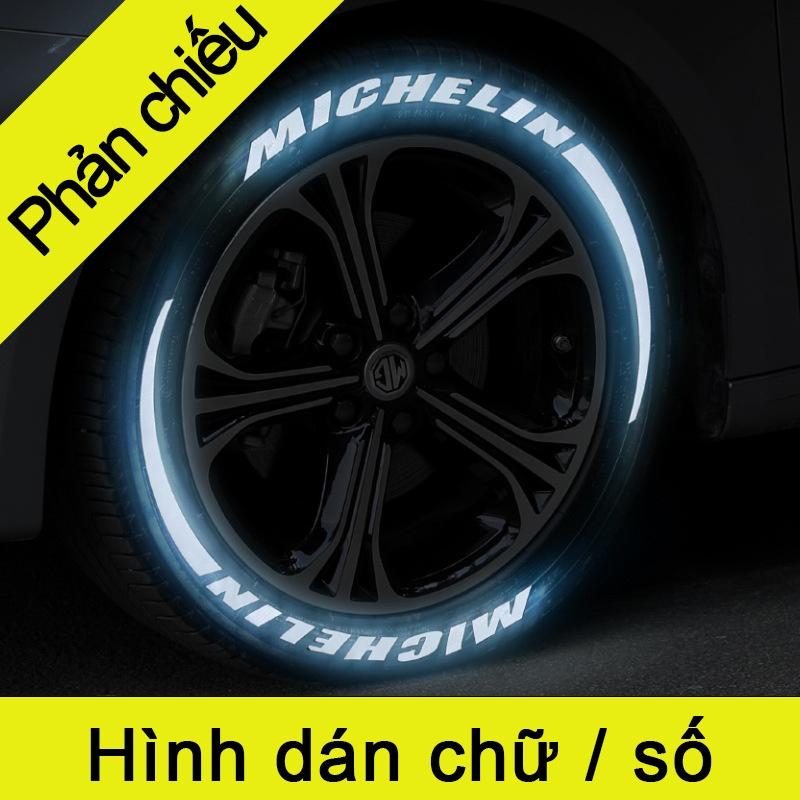 Miếng dán trang trí lốp xe kiểu chữ cái Tiếng Anh / chữ số 3D phản quang kết hợp tự do DIY cho xe hơi / xe máy