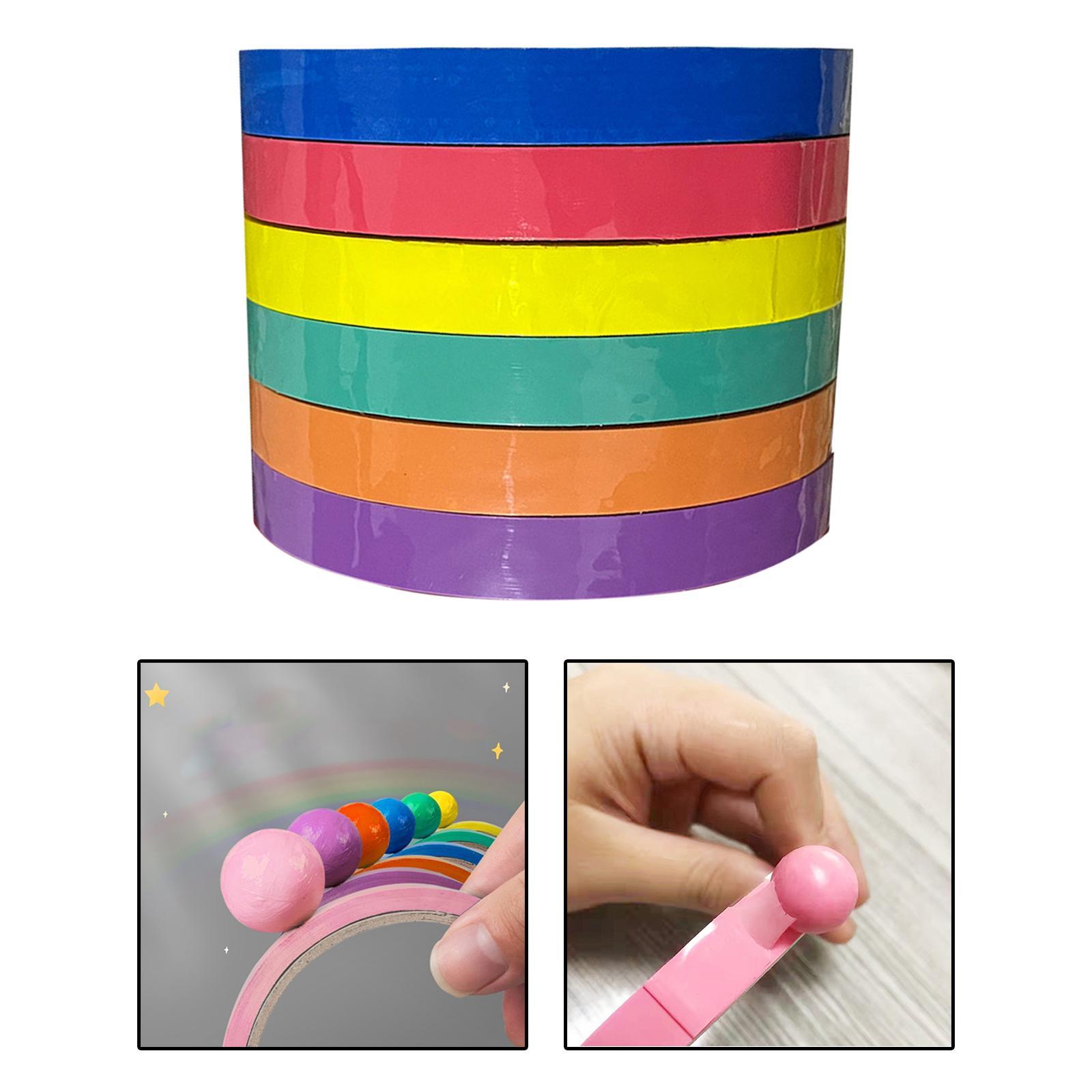6Pcs 6 Rolls of Sticky Ball Tape Decompression Toys Colorful Anti Stress Funny Crafts DIY Educational Toy for Adults Kids Children Home