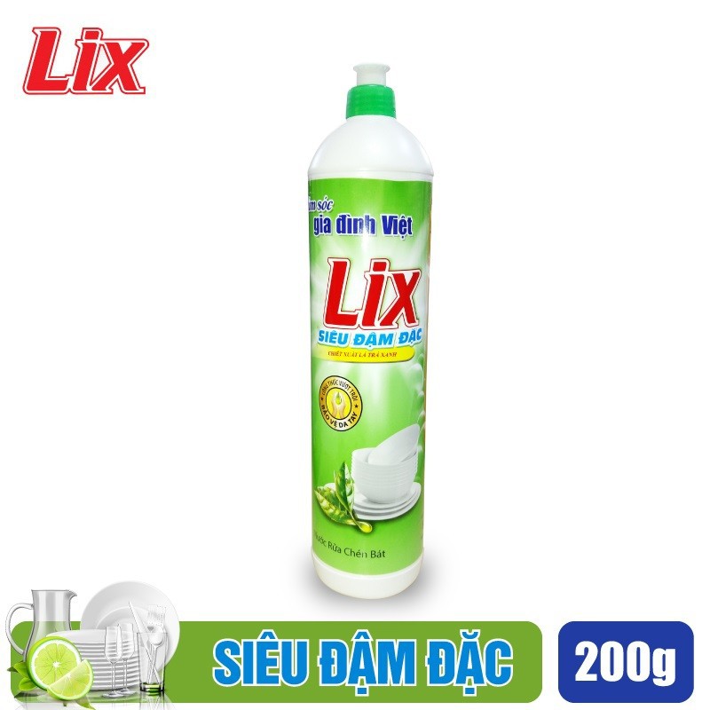 Nước rửa chén Lix siêu đậm đặc hương trà xanh 200g TX20T