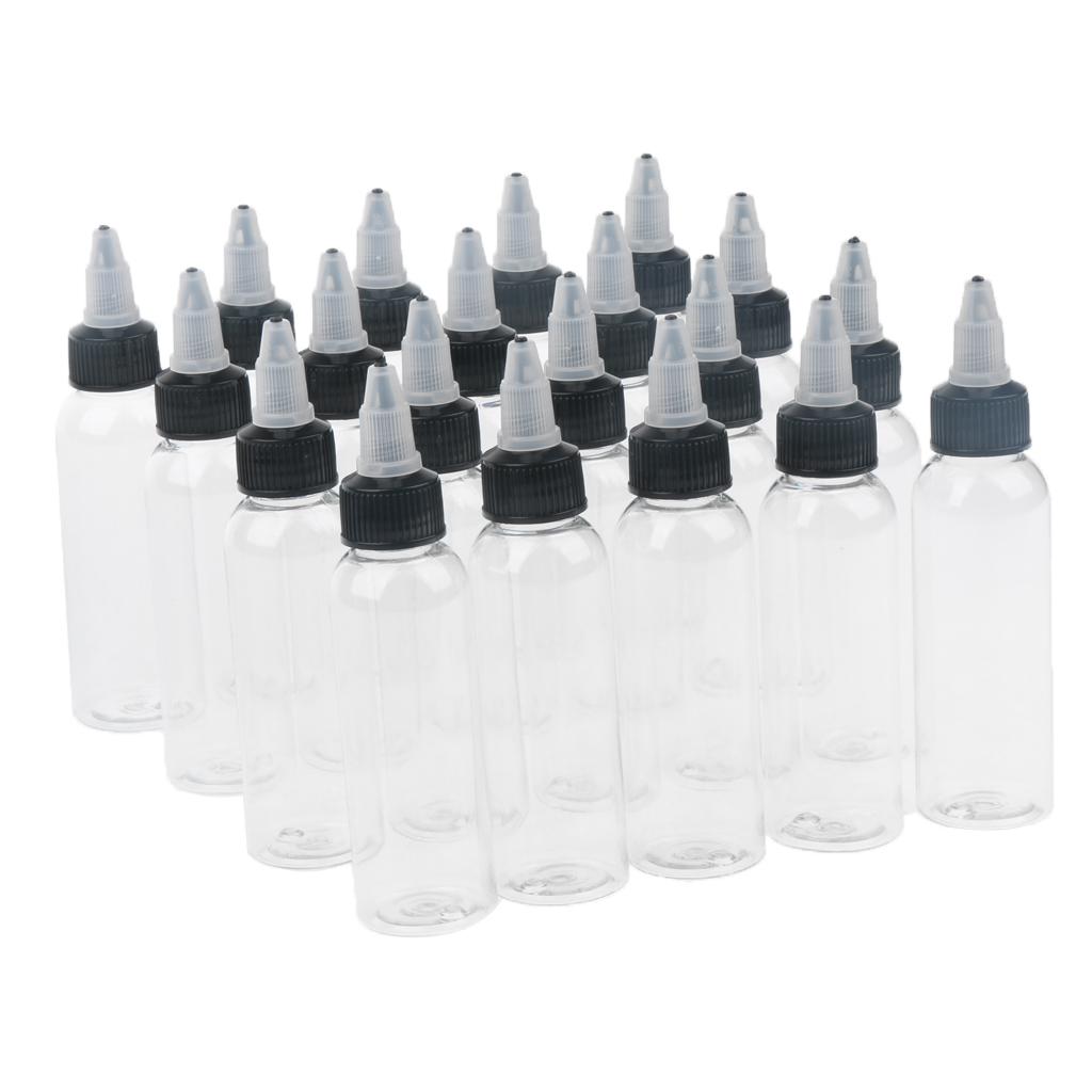 200Pcs Empty Plastic Squeeze Bottle with Twist Top Cap Tip Applicator 30ml
