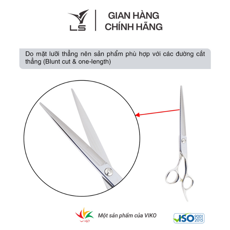 Kéo cắt tóc LS lưỡi thẳng quai offset vênh đỡ ngón cố định CB13/7.0