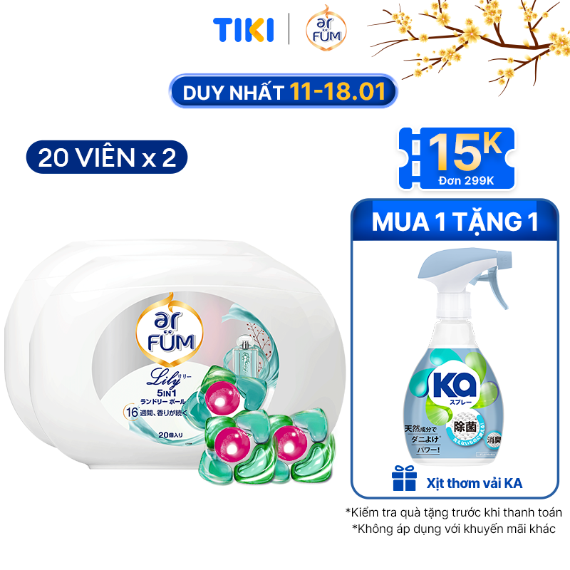 Combo 2 Hộp Viên giặt xả arFum 5 trong 1 MỚI lưu hương lâu 16 tuần, khử khuẩn 99% - 20 viên/ hộp