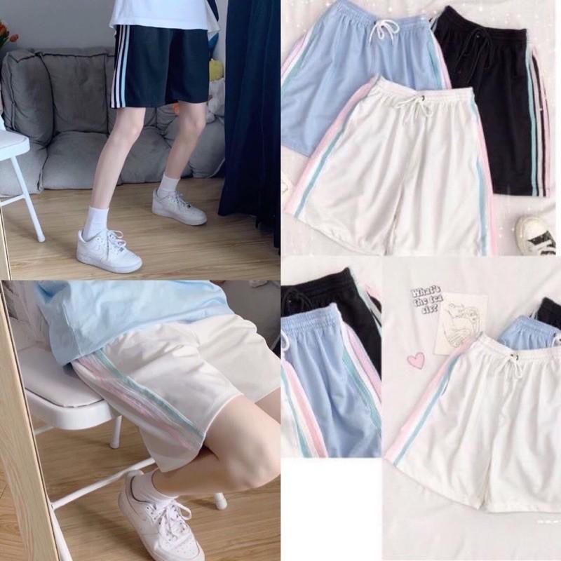 Quần Sooc Đùi Kẻ Sọc Unisex Quần Short Nam Nữ Freesize 3 Màu